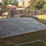 Dimensional bluestone patio and seating wall