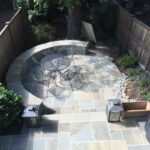 Dimensional flagstone patio and seating wall